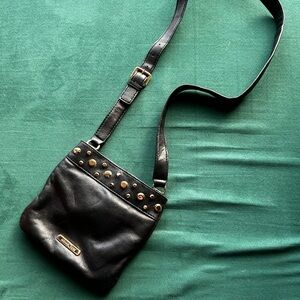 Michael Kors Black Leather Crossbody Bag with gold studs